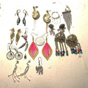 Lot #2 WESTERN STYLE 7 Pair Earrings  Plus Extra Singles Charity Buy